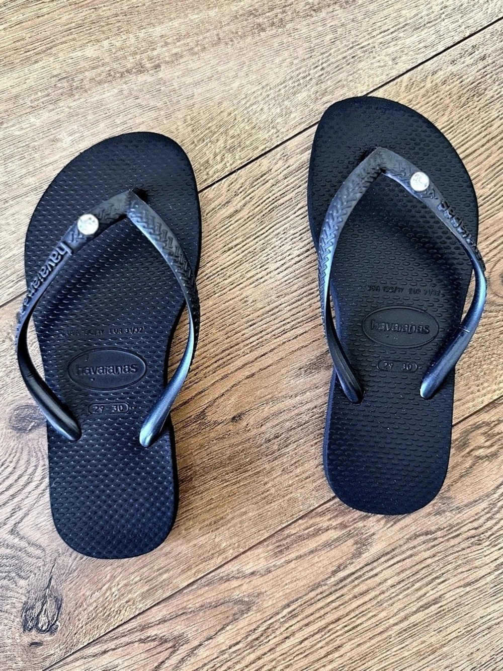 Havaianas Kids Slim Crystal SW II Flip Flop Black US 9 / 10